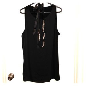 Banana Republic black long tank top sz L